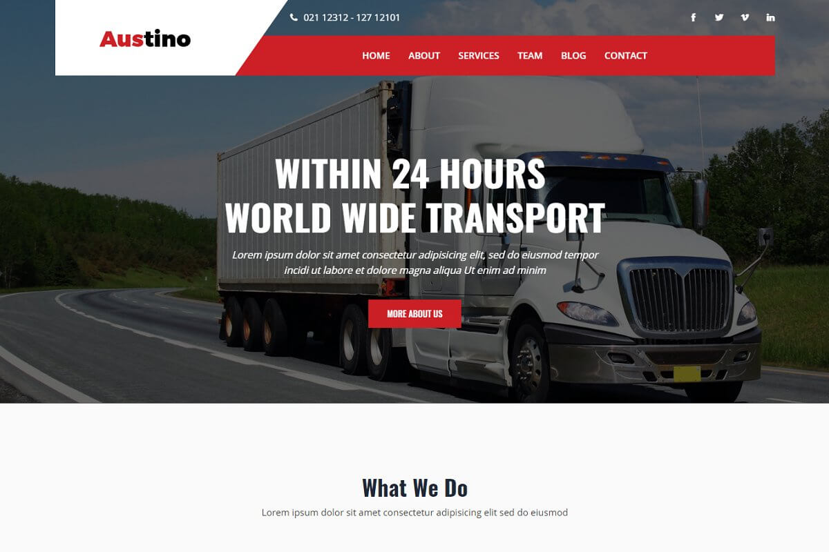 Austino - Transport & Logistic Bootstrap 4 Template