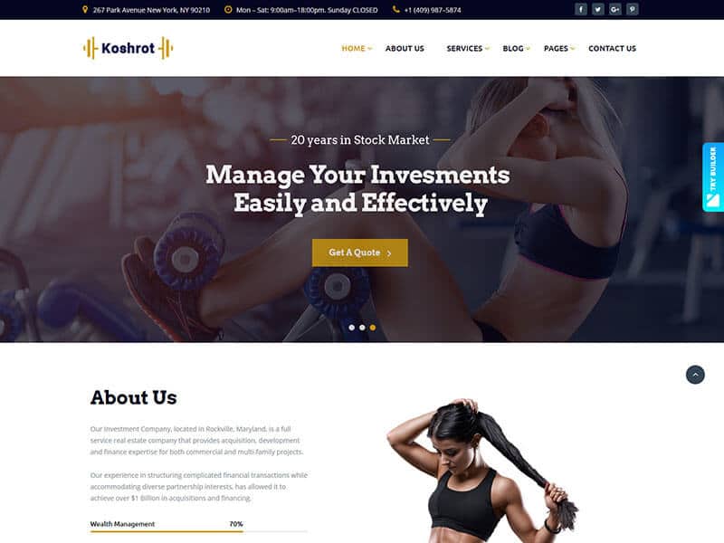 Koshrot - Gym Fitness HTML Template with Page Builder