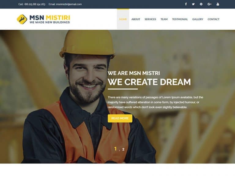 Msn Mistiri Construction HTML5 Template Bootstrap Templates