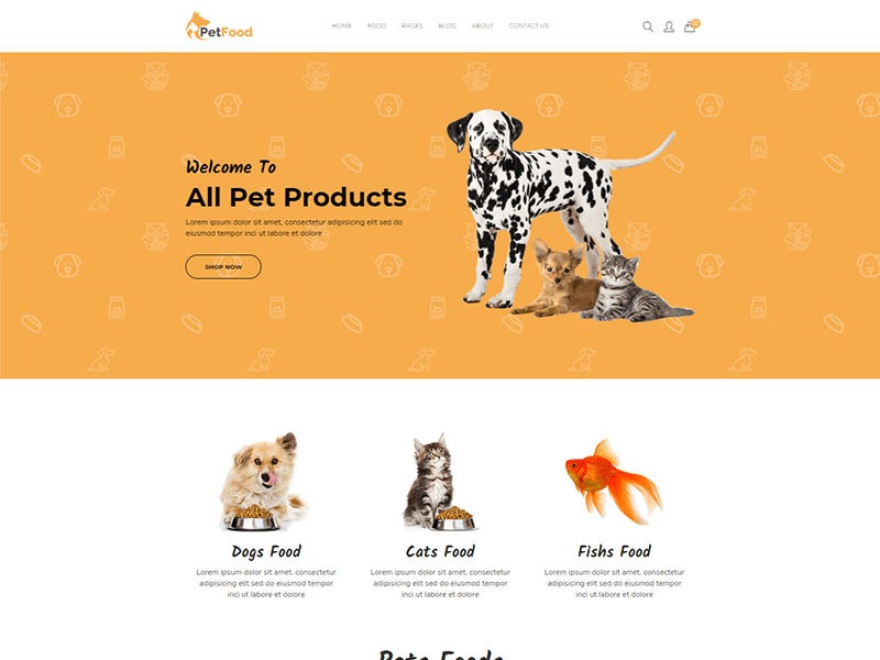 Pet Food Pets Siter Bootstrap4 Template Bootstrap Templates