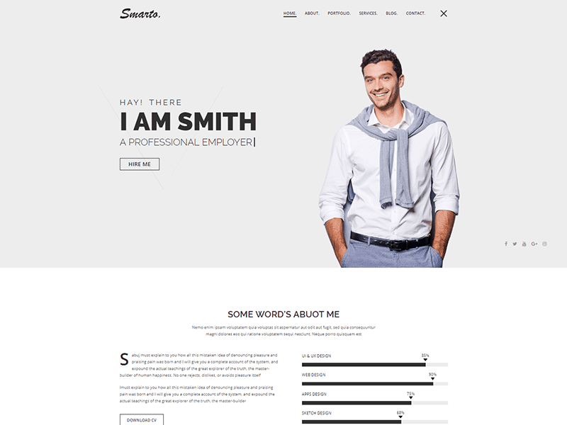 Smarto Personal Portfolio Template Bootstrap Templates