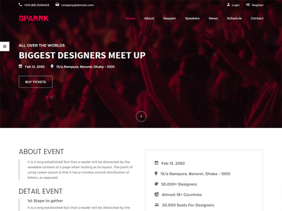 Sparrk – Event & Conference HTML5 Template